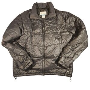 Columbia Jacket Mens Large Black Omni-Heat Interchange Puffer Full‎ Zip Quilted